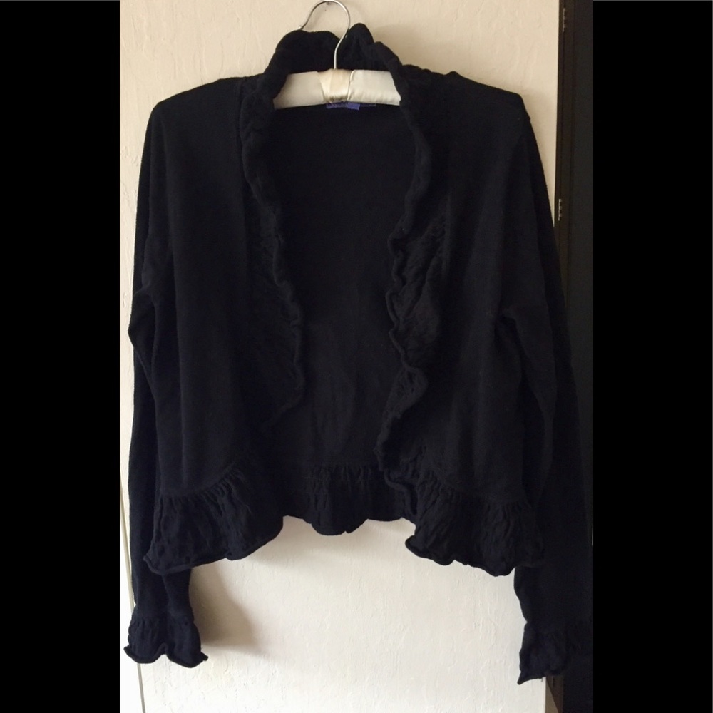 Vivienne Tam Designer romantic black ruffle sweater- Medium